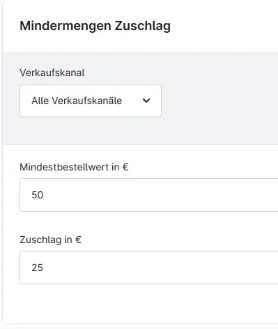 Mindermengen Zuschlag