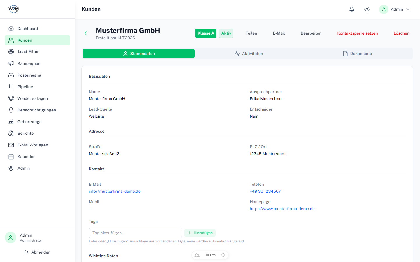 CRM-Light: Kundendetailansicht