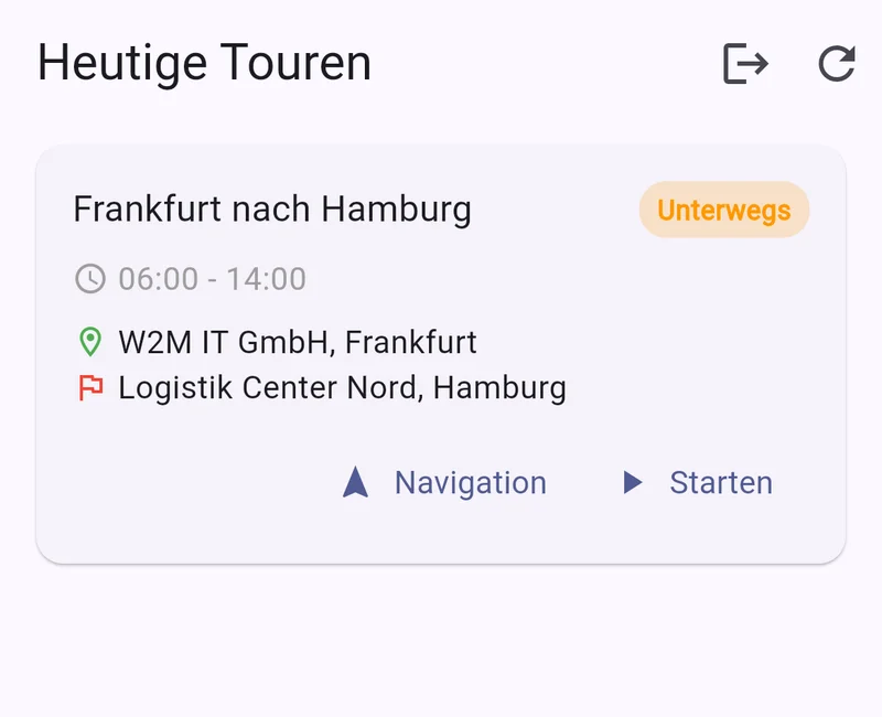 Fahrer-App: Heutige Touren